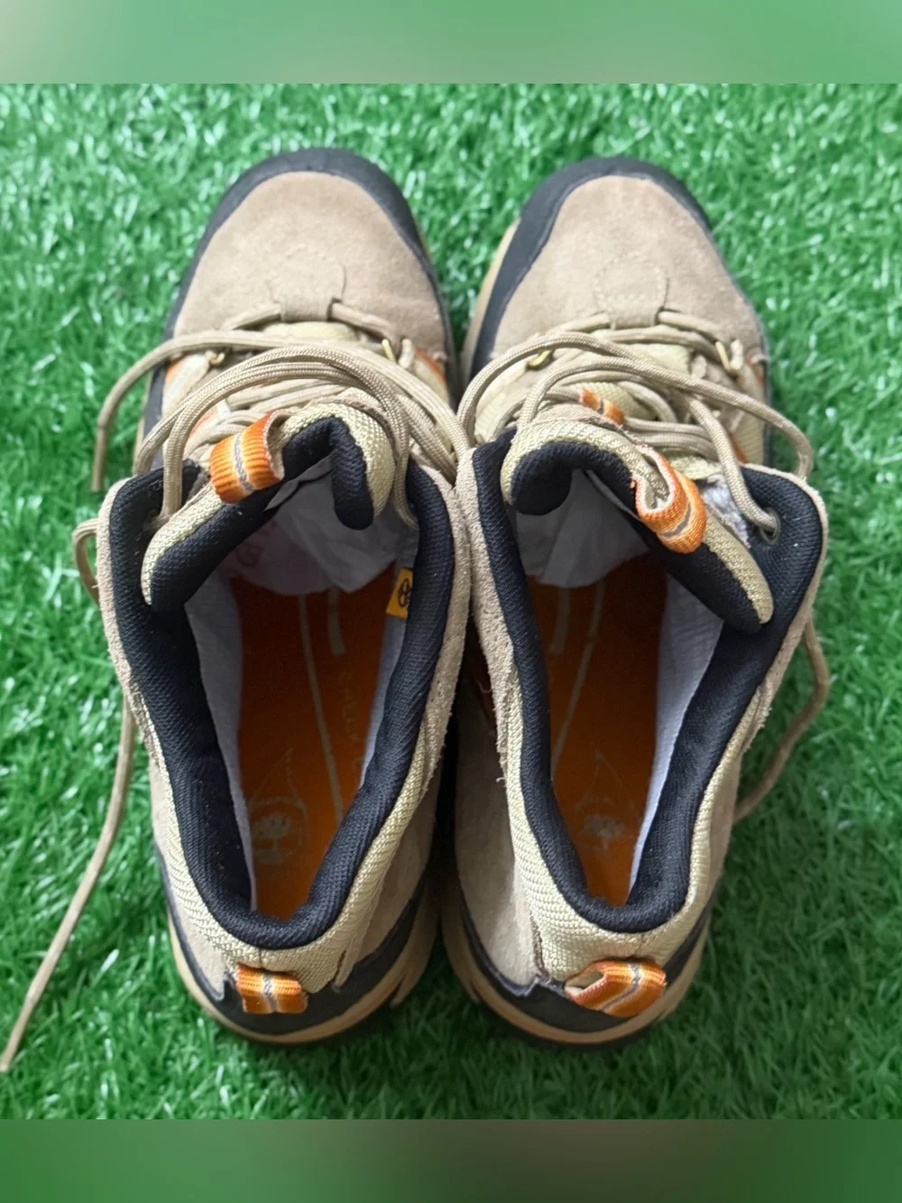 Men's Timberland Tan and Orange Outdoor Trail Shoes Size 5.5